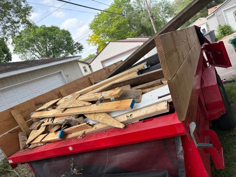 Construction debris loaded on trailer