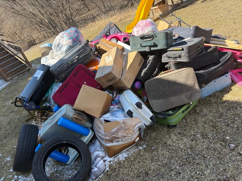 Residential junk pile ready for removal